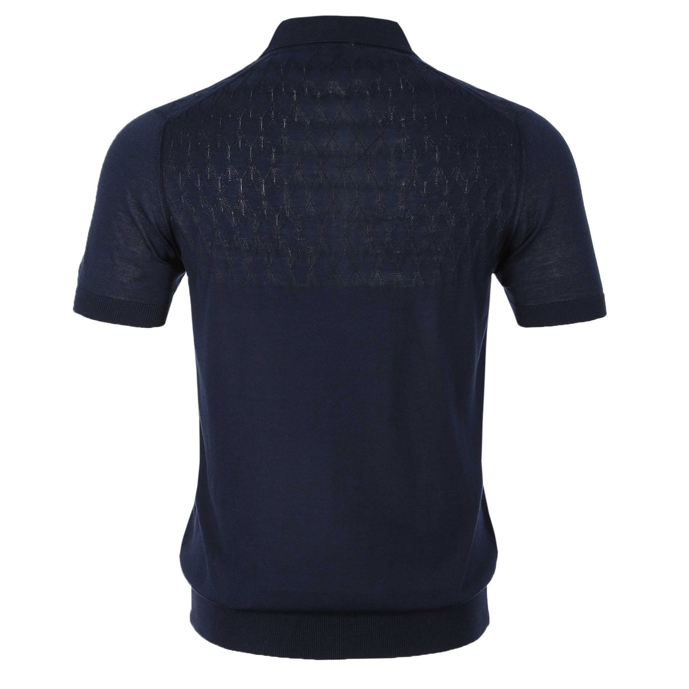 Pal Zileri Knitted Silk Cotton Blend Polo Shirt in Navy Back