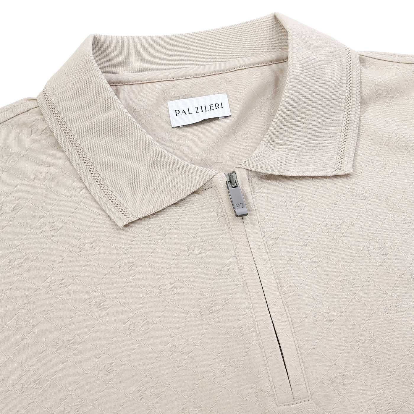 Pal Zileri PZ Zip Polo Shirt in Sand Placket