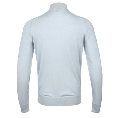 Pal Zileri Quarter Zip Knitwear in Silver Grey Back