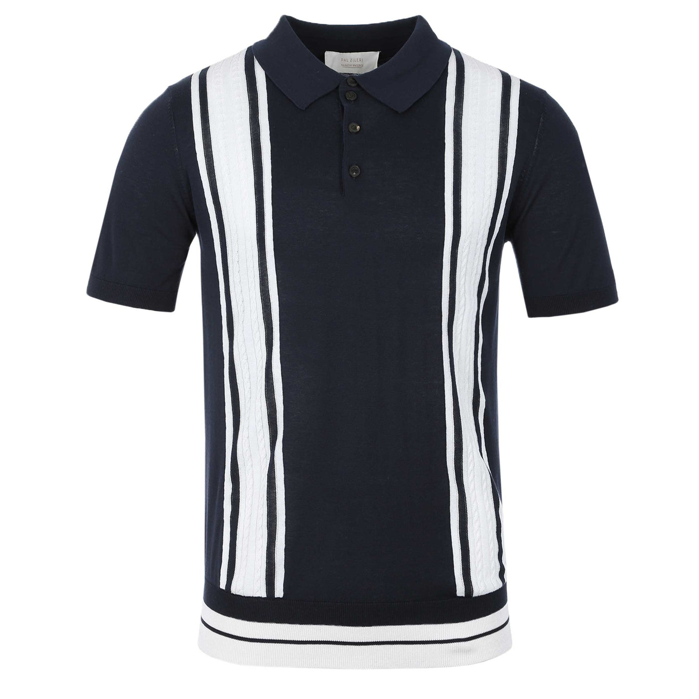Pal Zileri Rope Stripe Design Polo Shirt in Navy