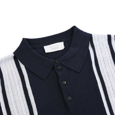 Pal Zileri Rope Stripe Design Polo Shirt in Navy Placket