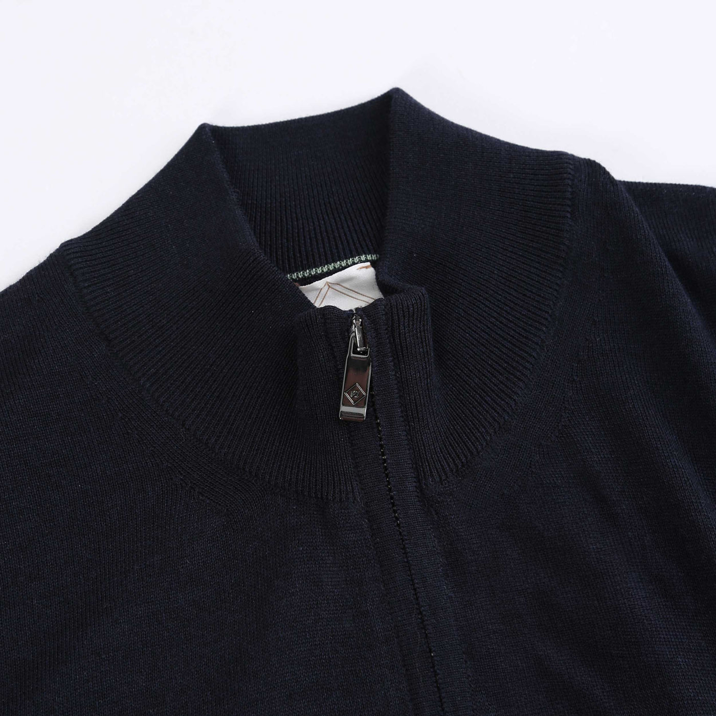 Pal Zileri Zip Thru Cardigan in Navy Neck