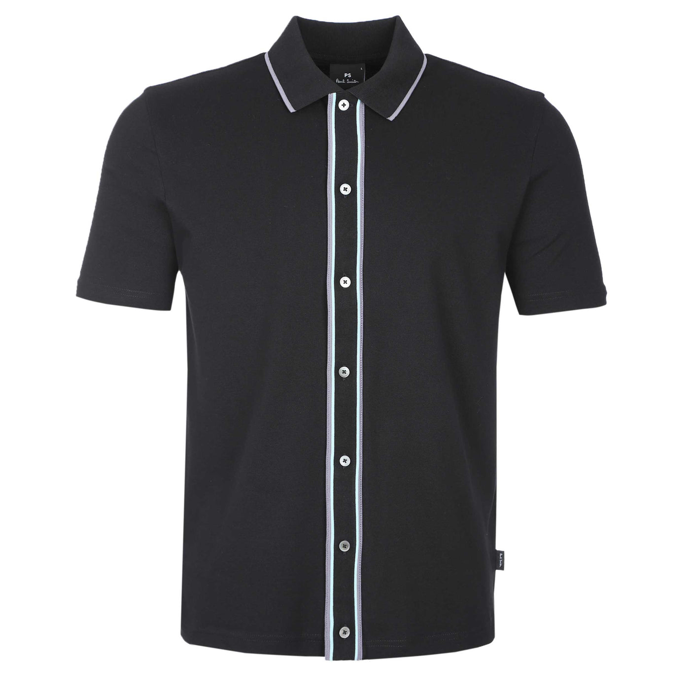 Paul Smith Button Front Polo Shirt in Black