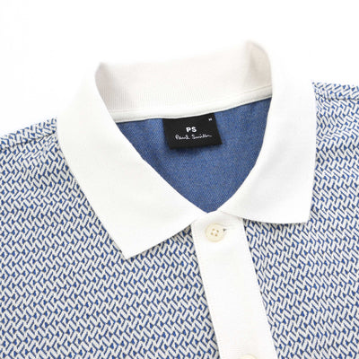 Paul Smith Button Thru Knitted Polo in Off White Collar