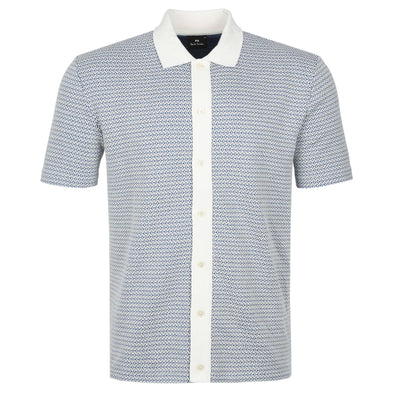 Paul Smith Button Thru Knitted Polo in Off White