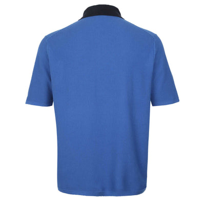 Paul Smith Button Thru SS Polo Knitwear in Petrol Blue Back