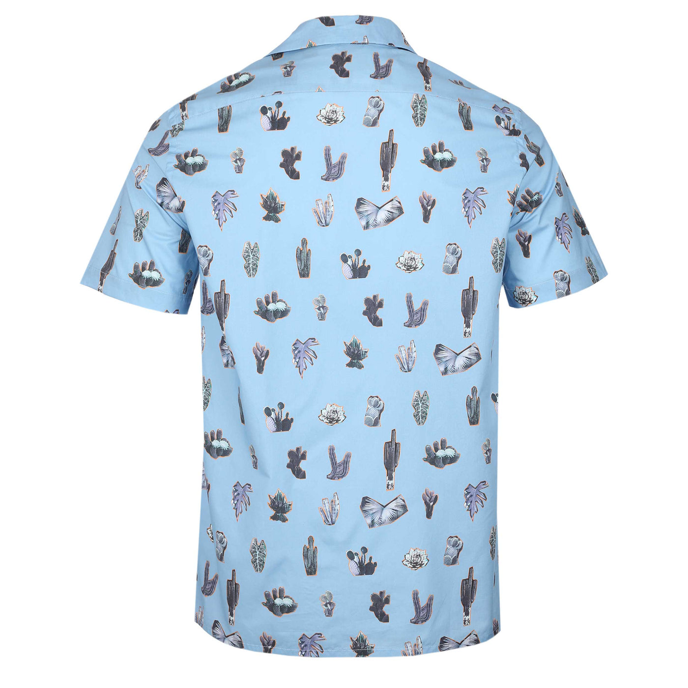 Paul Smith Cactus Print Reg Fit SS Shirt in Blue Back