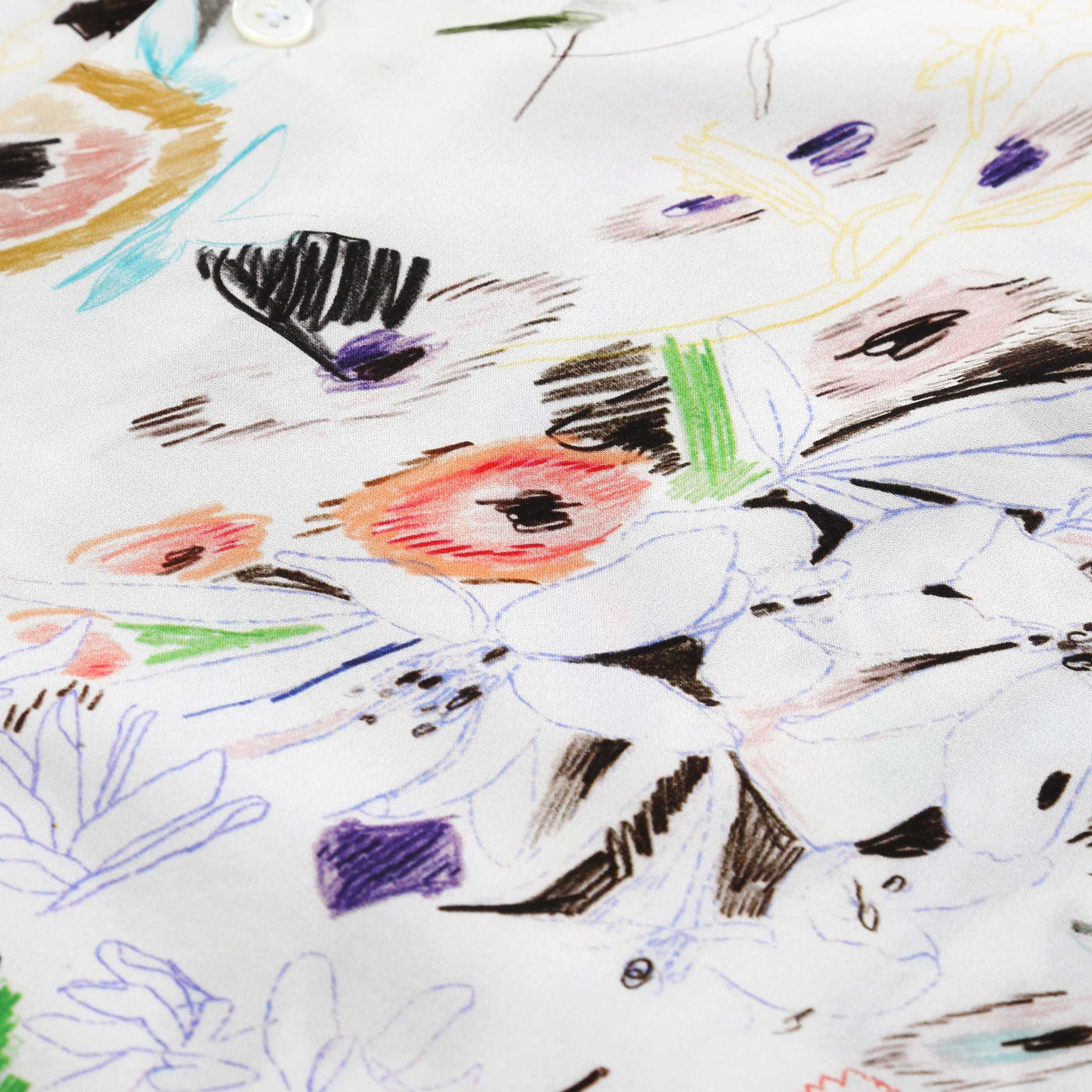 Paul Smith Floral Sketch Reg Fit SS Shirt in White Print