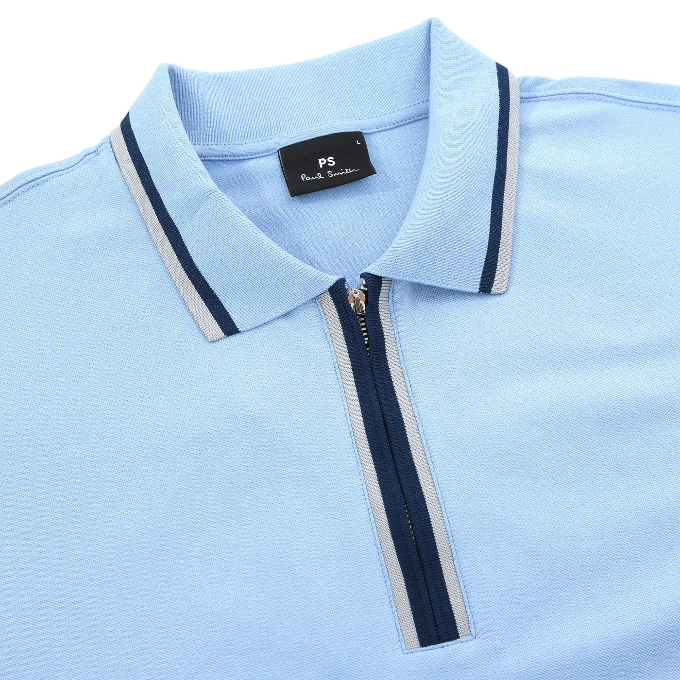 Paul Smith Half Zip Polo Shirt in Sky Blue Collar