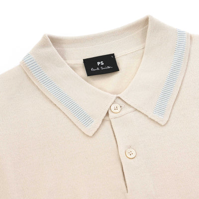 Paul Smith Knitted SS Polo in Off White Placket