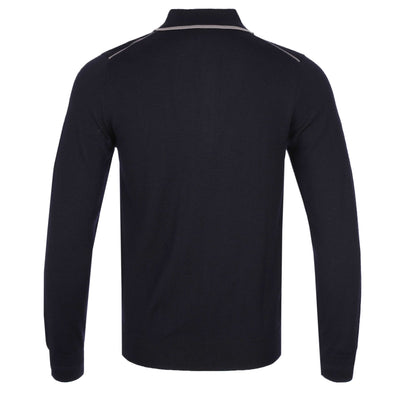 Paul Smith LS Polo Knitwear in Navy Back