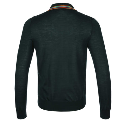 Paul Smith LS Polo Knitwear in Petrol Green Back