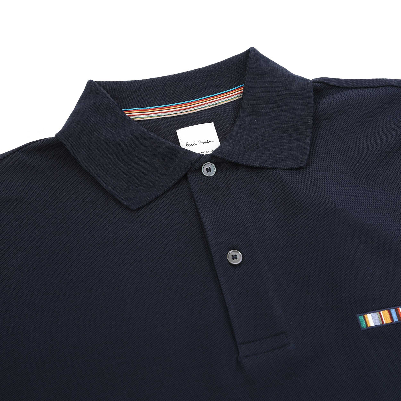 Paul Smith Multi Stripe Emb Polo Shirt in Navy Placket