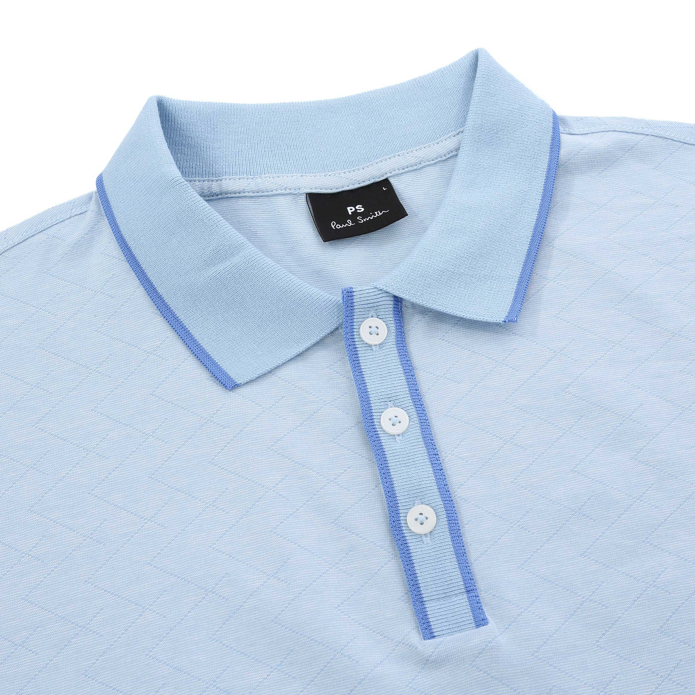 Paul Smith Reg Fit SS Polo Shirt in Light Blue Collar