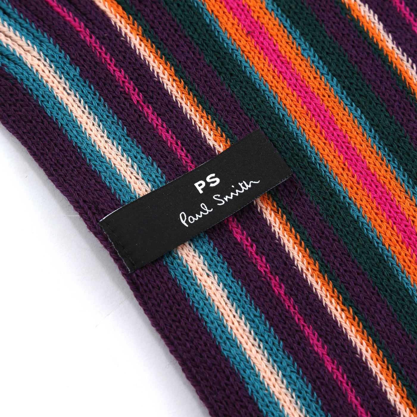 Paul Smith Spectrum Stripe Scarf in Navy Logo Tab