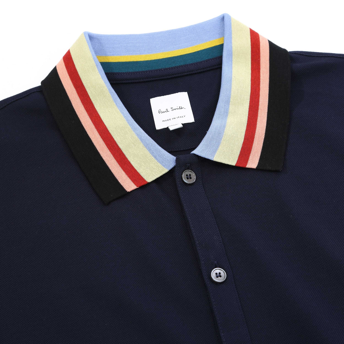 Paul Smith Stripe Collar Polo Shirt in Navy Collar