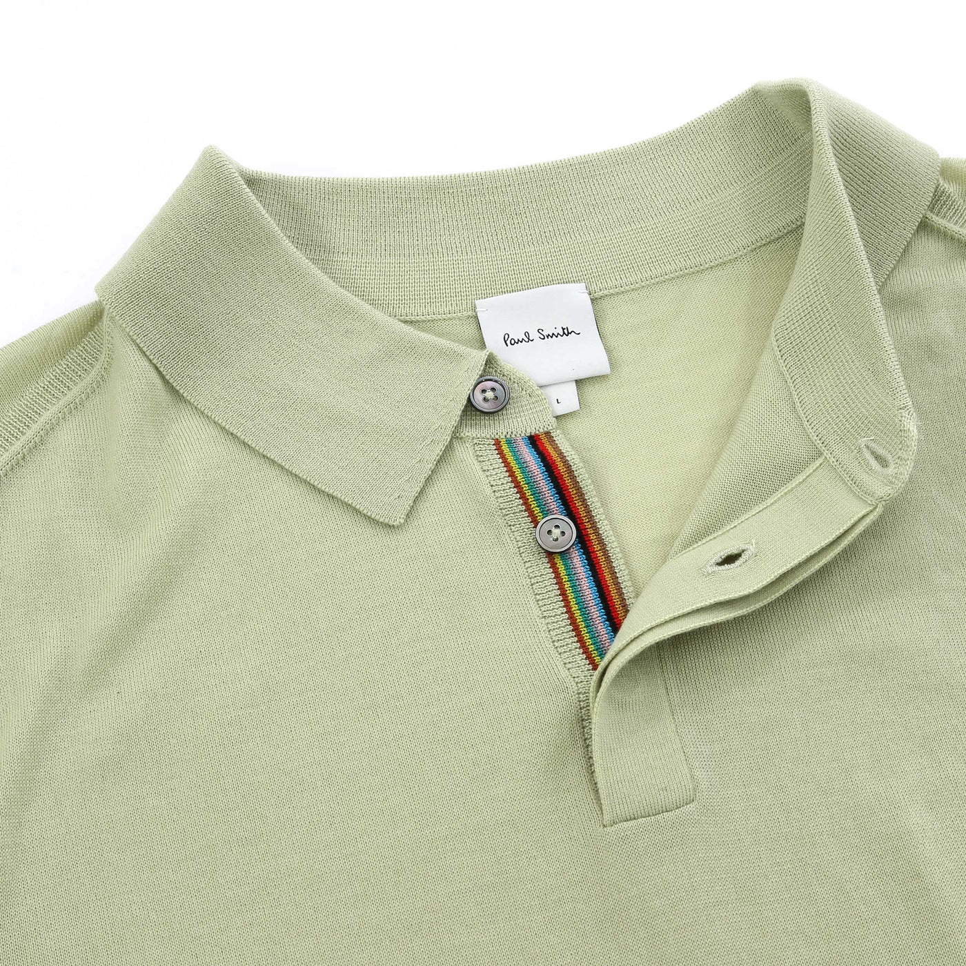 Paul Smith Sweater Long Sleeve Polo in Lime Green Collar 2