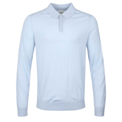 Paul Smith Sweater Long Sleeve Polo in Sky Blue