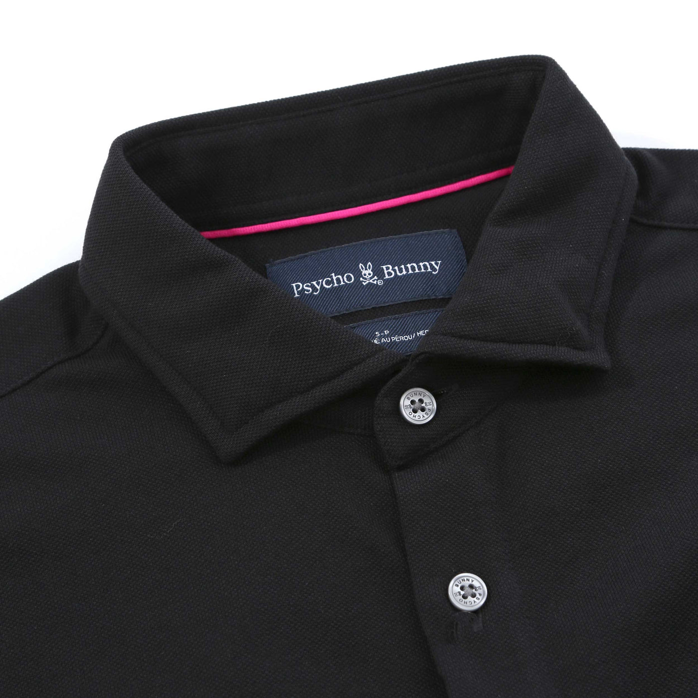 Psycho Bunny Austin Pique Oxford Shirt in Black Collar