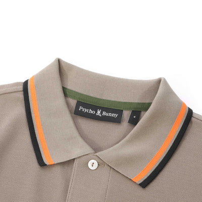 Psycho Bunny Plano Pique Polo Shirt in Antique Taupe Collar