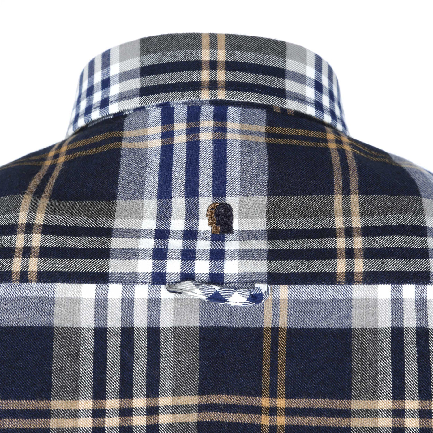 Remus Uomo Ashton Check Shirt in Navy Check Nape Logo