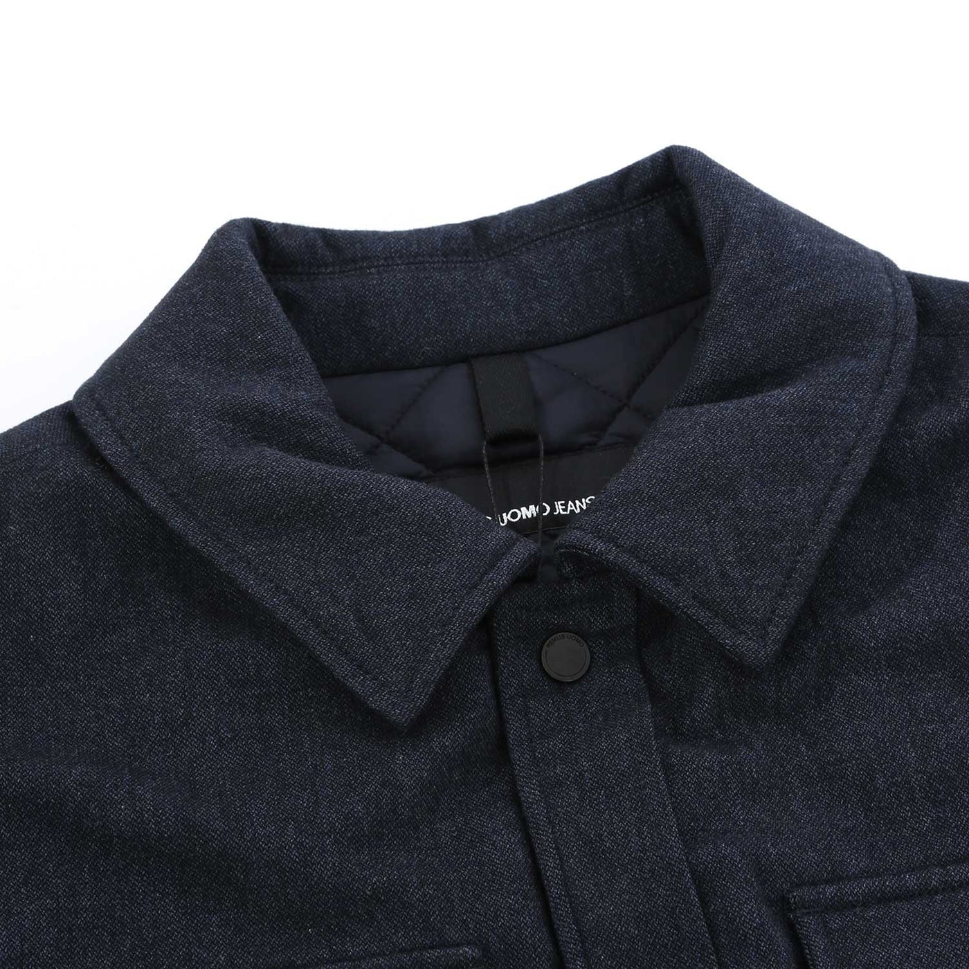 Remus Uomo Brayden Quilted Shacket in Navy Collar