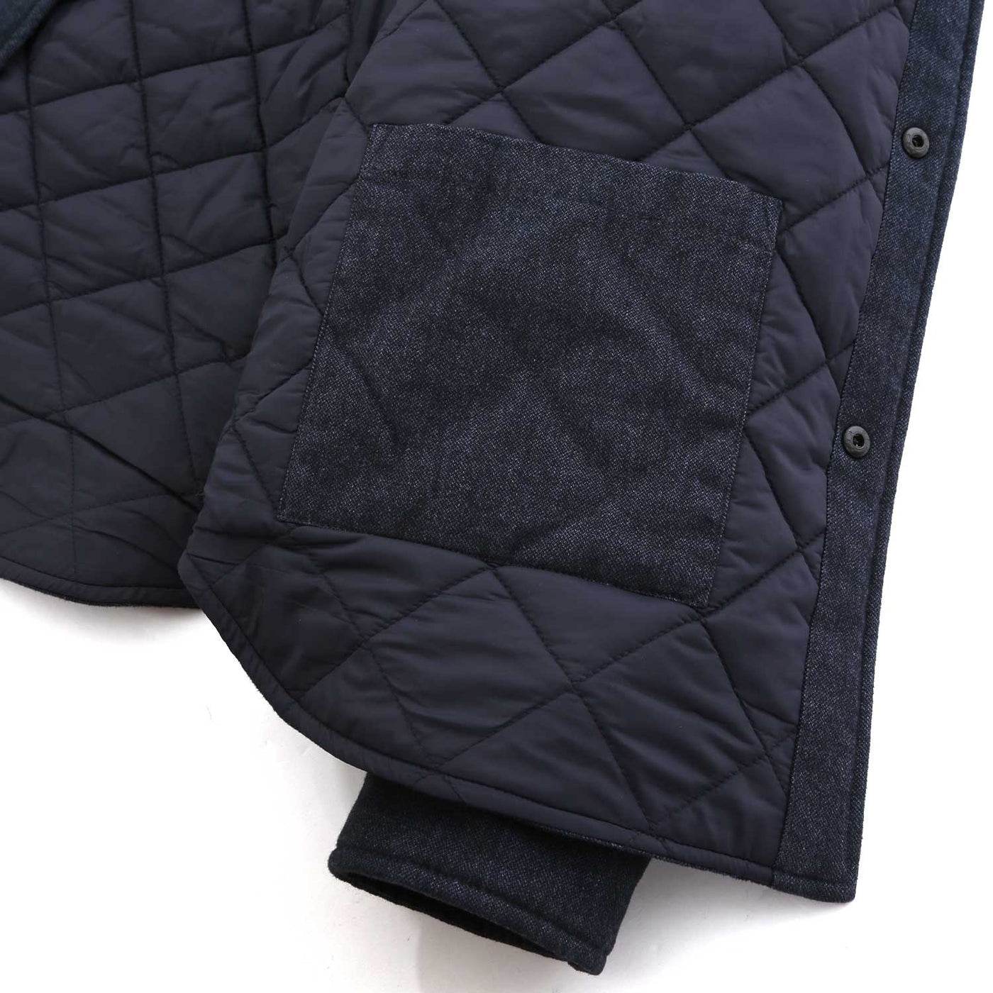 Remus Uomo Brayden Quilted Shacket in Navy Inside Pocket