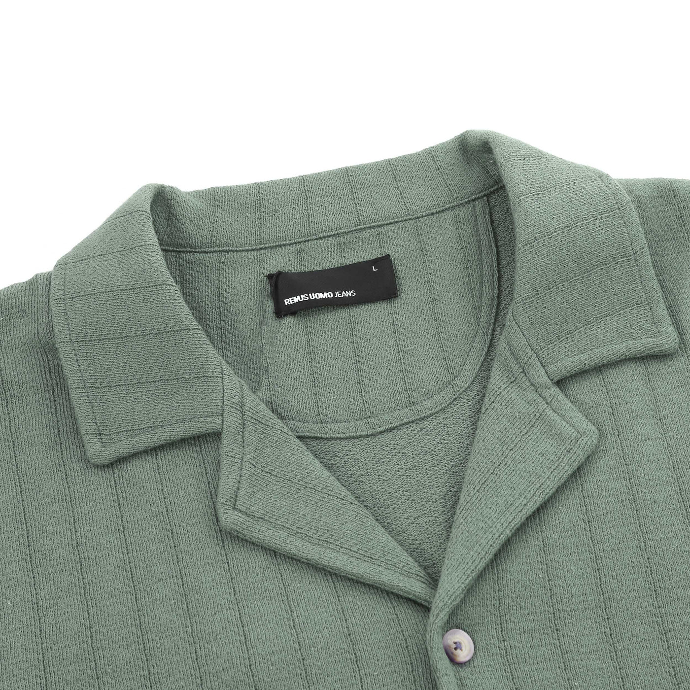 Remus Uomo Cuban Collar SS Shirt in Green Collar