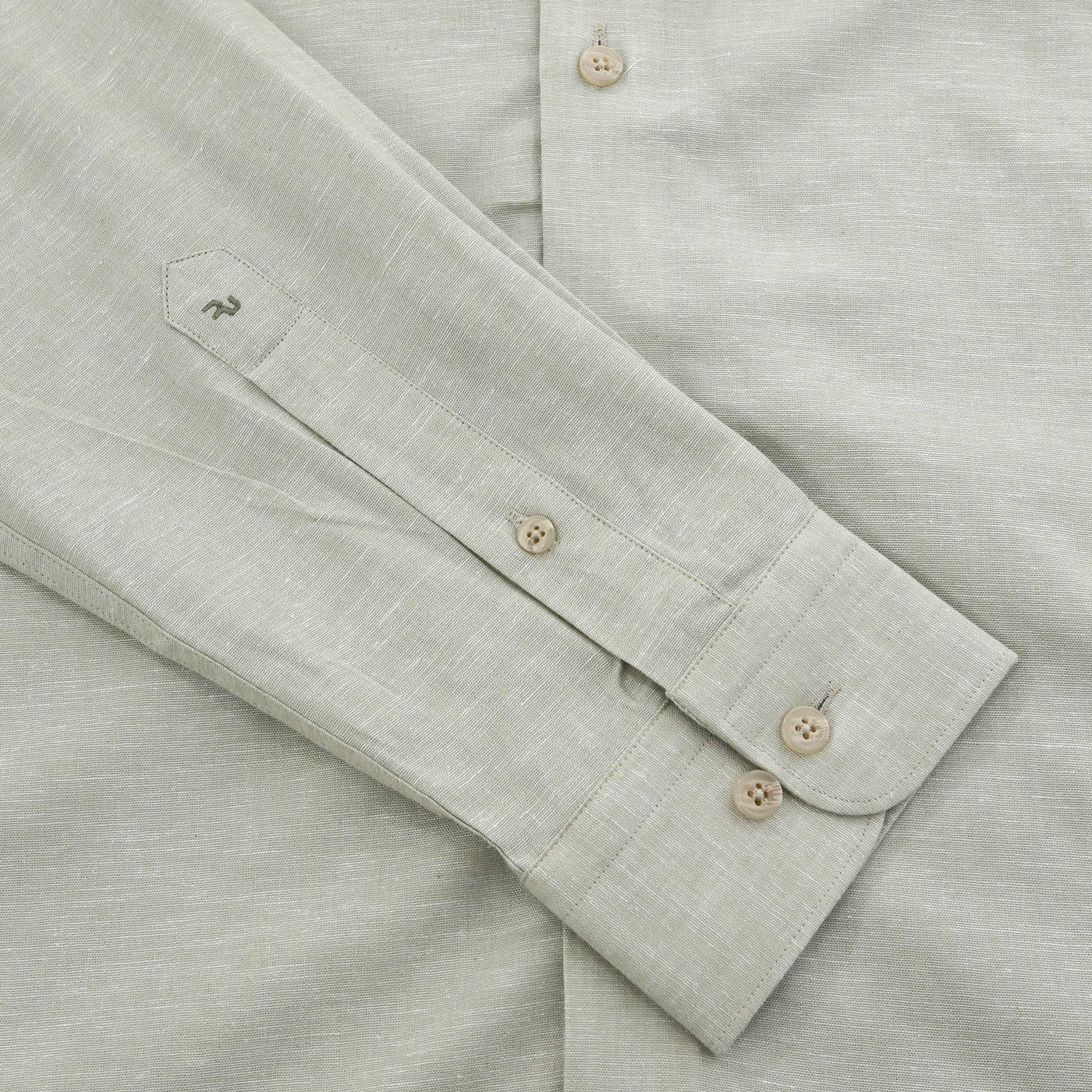 Remus Uomo Frank Linen Shirt in Sage Green Cuff