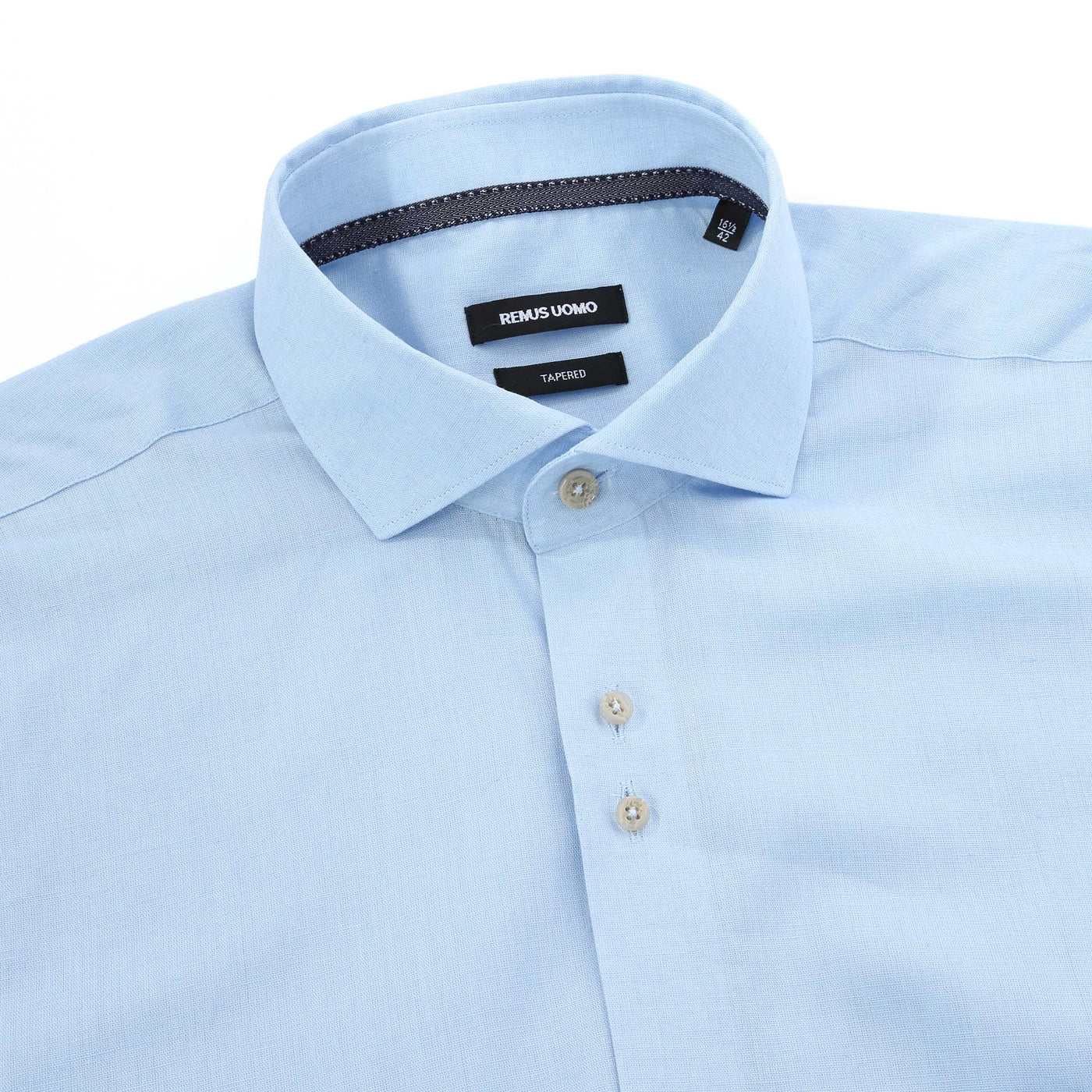 Remus Uomo Frank Linen Shirt in Sky Blue Collar