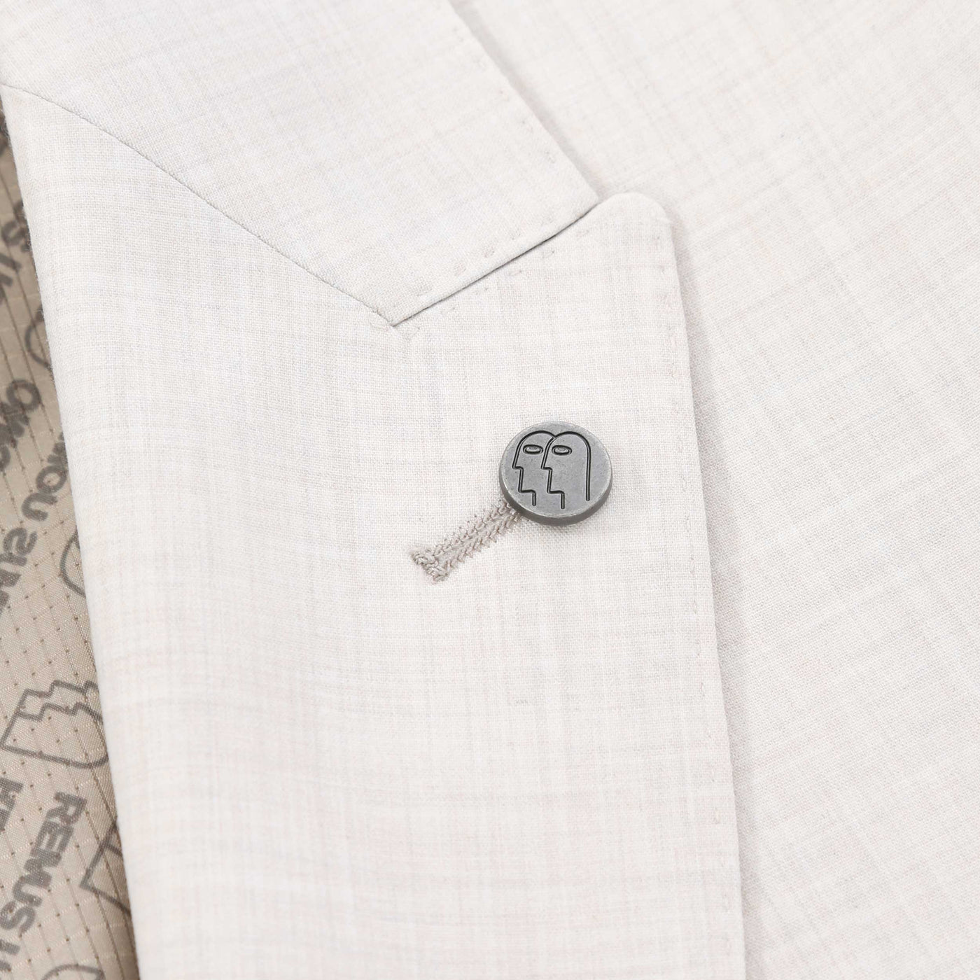 Remus Uomo Massa Jacket in Cream Pin Badge