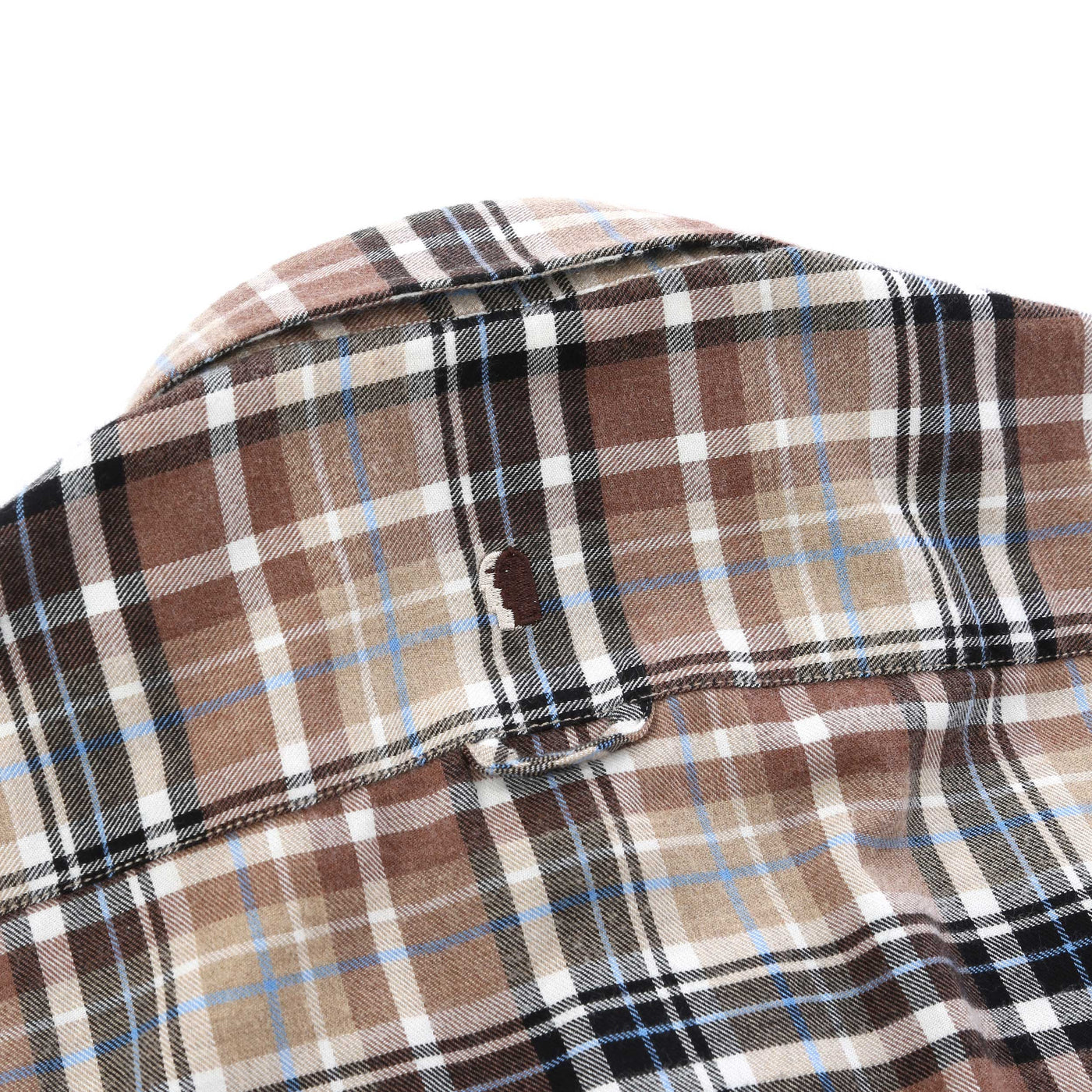 Remus Uomo Parker Check Flannel Shirt in Brown Check Nape Logo