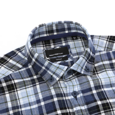 Remus Uomo Parker Check Flannel Shirt in Navy Check Collar