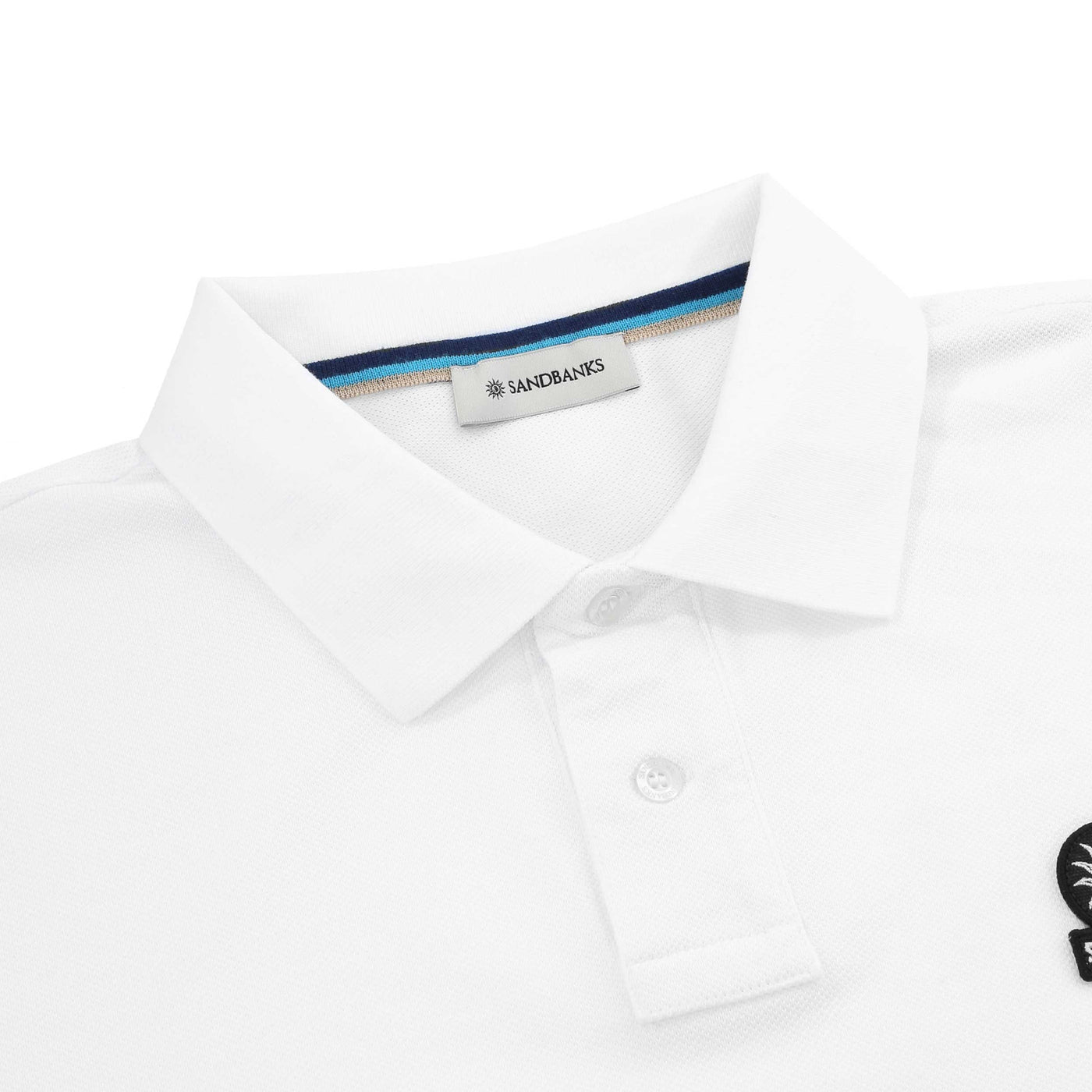 Sandbanks Badge Logo Polo Shirt in White Placket