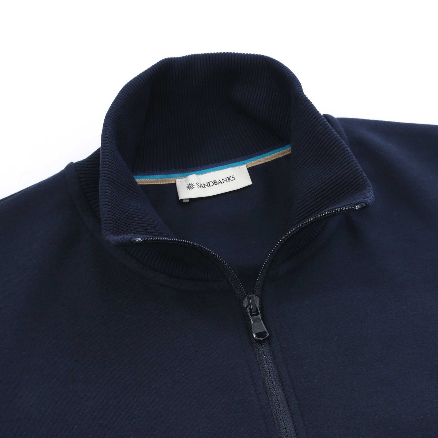 Sandbanks Interlock 1/4 Zip Sweatshirt in Navy Zip