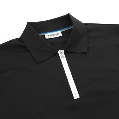 Sandbanks Silicone Zip Polo Shirt in Black Collar
