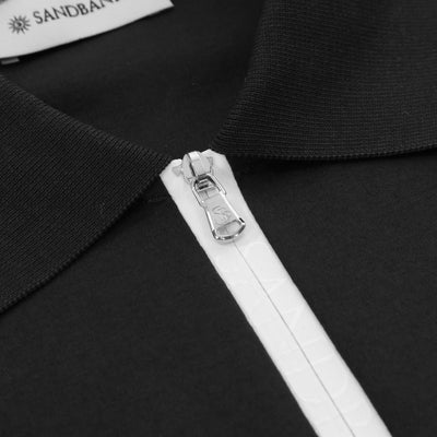 Sandbanks Silicone Zip Polo Shirt in Black Zip