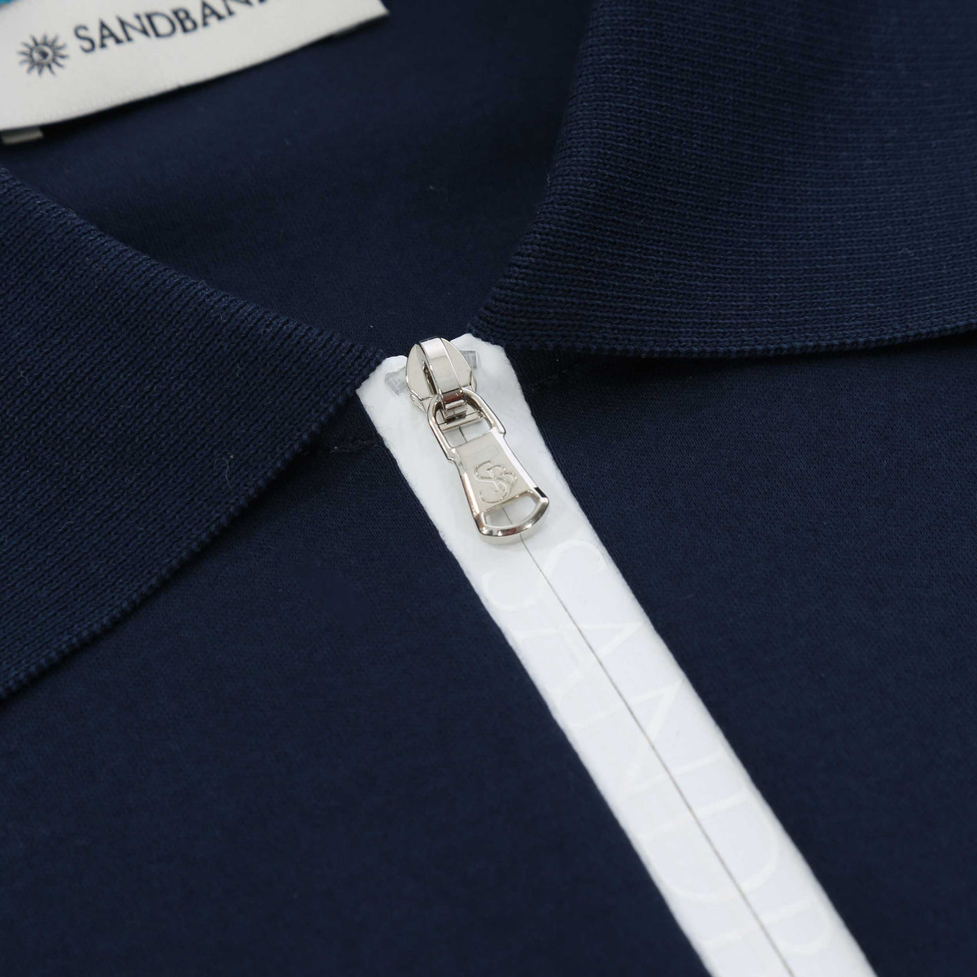 Sandbanks Silicone Zip Polo Shirt in Navy Zip