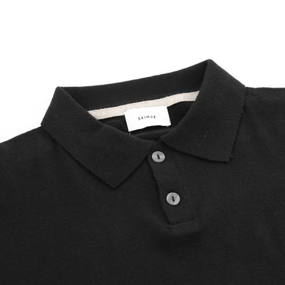 Seinse 2 Button LS Polo Knitwear in Black Placket