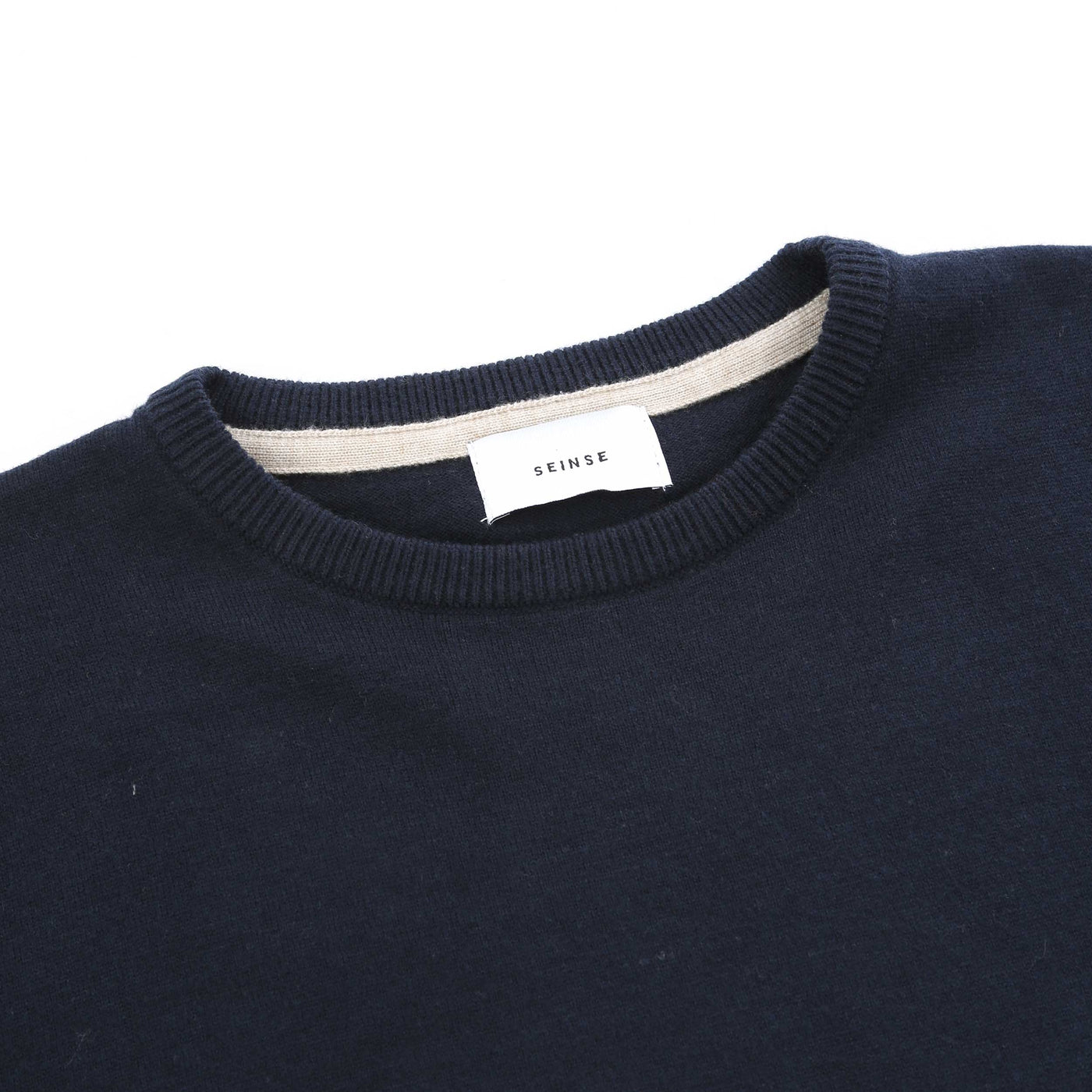 Seinse Crew Neck Knitwear in Navy Neck