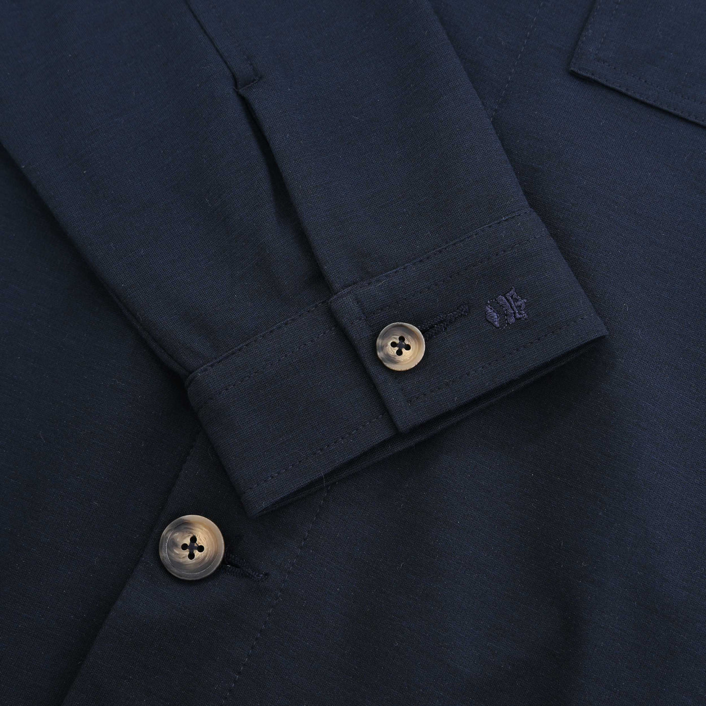 Thomas Maine Button Stretch Overshirt in Navy Cuff