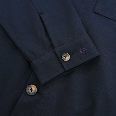 Thomas Maine Button Stretch Overshirt in Navy Cuff