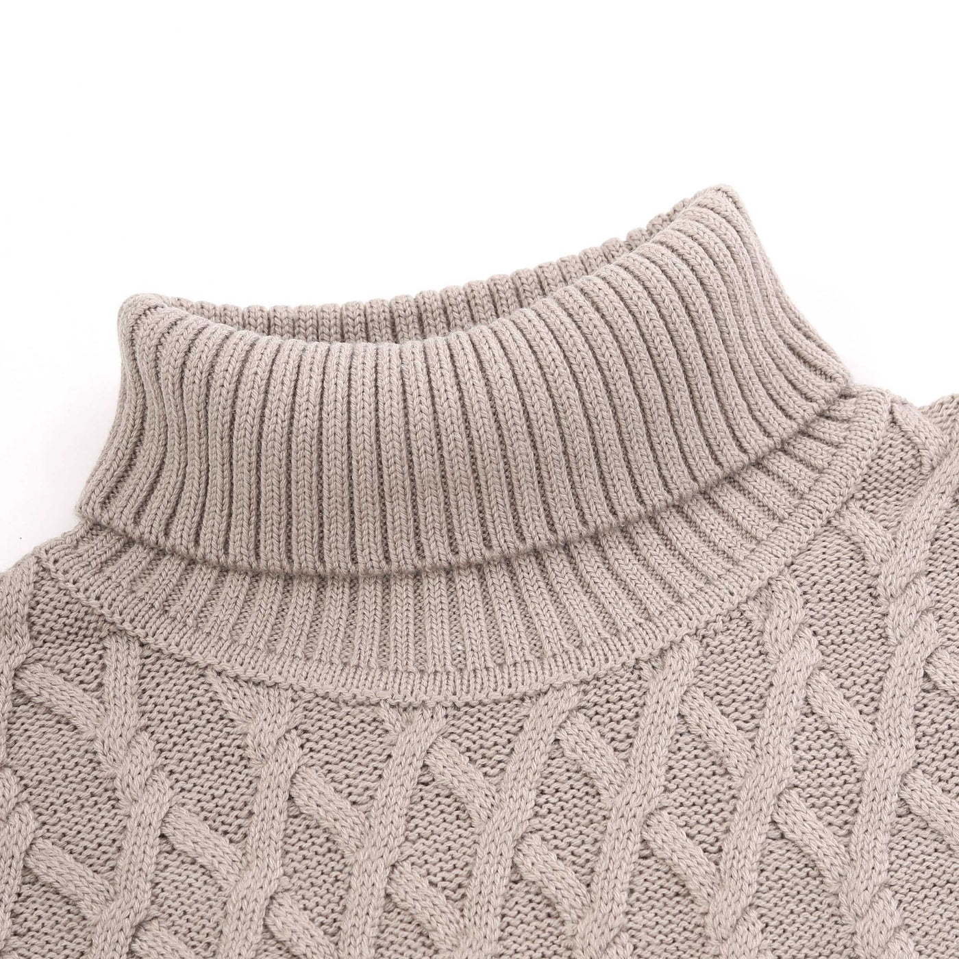 Thomas Maine Chunky Cable Roll Neck Knitwear in Oatmeal Neck