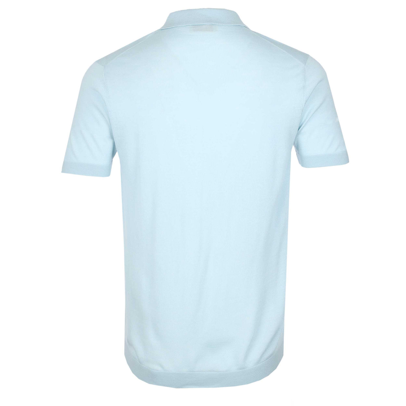 Thomas Maine Skipper Collar Knitted Polo in Sky Blue Back