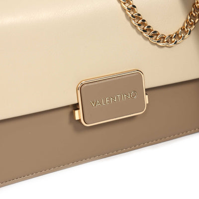 Valentino Bags Alpheus Ladies Shoulder Bag in Beige & Ecru Logo