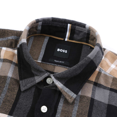 BOSS S Liam Kent C1 233 Shirt in Medium Beige Check Neck