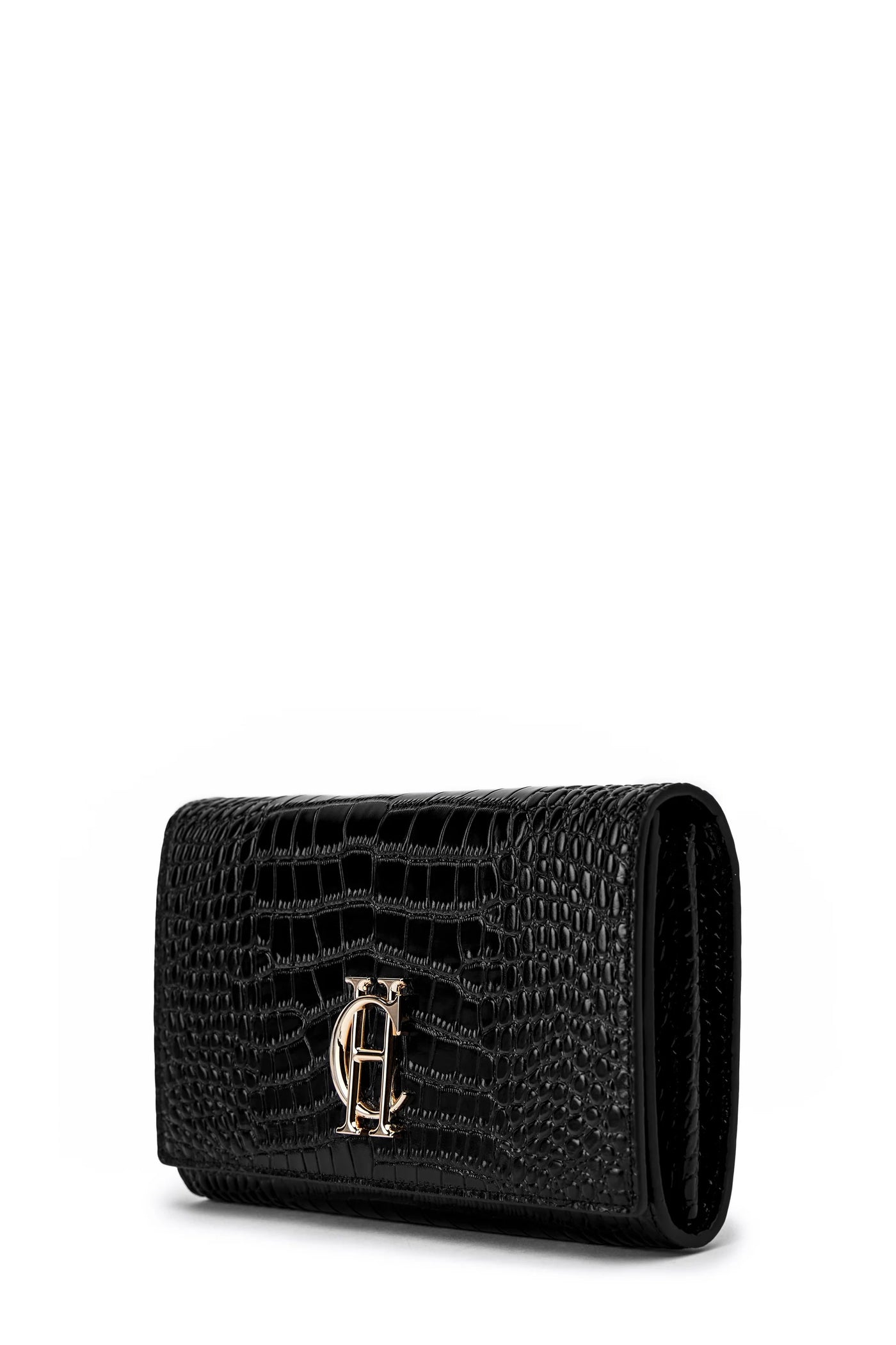 Holland Cooper Highbury Clutch Bag in Black Gold Angle