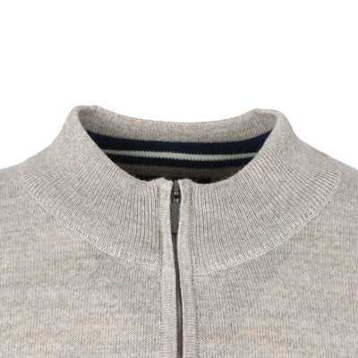 Remus Uomo 1/4 Zip Knitwear in Sand Placket